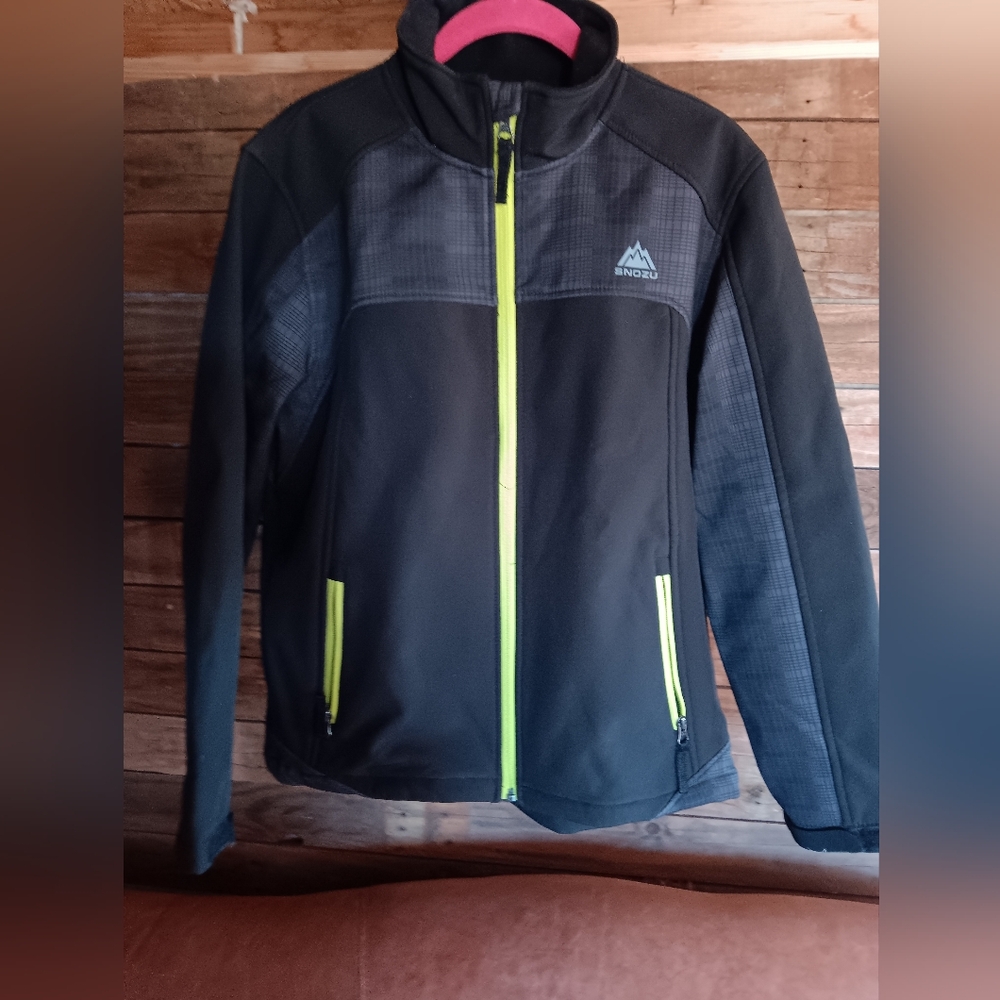 Black and Gray Softshell Jacket with Neon Accents